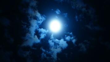de måne natt se med de full måne och moln i de himmel foto