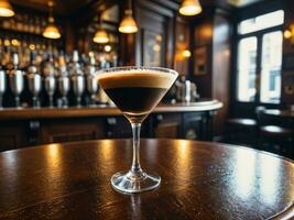 ai genererad djärv och koffeinhaltig de London pub espresso martini. ai genererad. foto