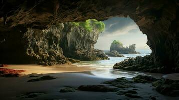 ai genererad hav hav grotta landskap foto