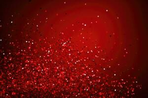 ai genererad abstrakt festlig röd bakgrund med stänk av konfetti foto