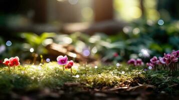 ai genererad blommor, bakgrund bild, blomma fält, ljusstyrka, friskhet, landskap, landskap, natur foto