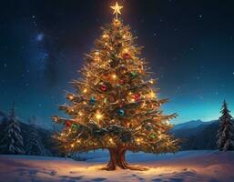 ai genererad jul träd i vinter- foto
