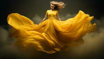 ai genererad flygande gul kläda foto