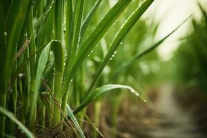 ai genererad socker sockerrör stjälkar på plantage. foto