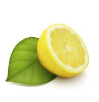 ai genererad citron- med blad isolerat på vit bakgrund. ai genererad foto