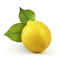 ai genererad citron- med blad isolerat på vit bakgrund. ai genererad foto