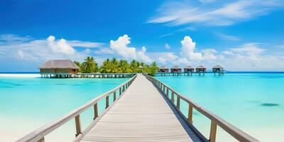 ai genererad Fantastisk panorama landskap av maldiverna strand foto
