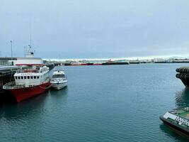 en se av reykjavik hamn foto