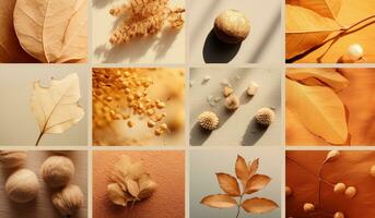 ai genererad en collage av höst foton som visar löv