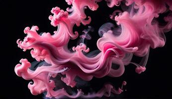 ai genererad rosa rök abstact konst isolerat svart bakgrund. ai generativ. foto