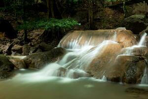 litet vattenfall i skogen. foto
