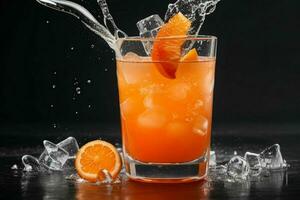 ai genererad orange stansa cocktail med is kuber. proffs Foto
