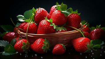 ai genererad jordgubbar är visad i en stänga upp foto