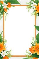 ai genererad oran blomma med grön blad illustration foto