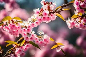 ai genererad rosa blommor är blomning på en träd. ai-genererad foto