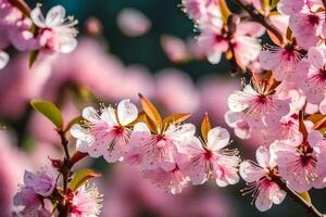 ai genererad rosa körsbär blommar är blomning i de vår. ai-genererad foto