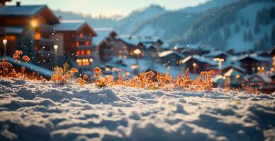 ai genererad snöig alpina berg, skön vinter- landskap, panorama - ai genererad bild foto