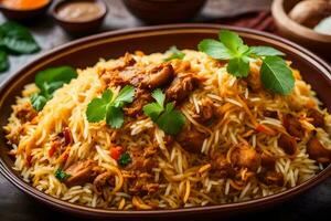 ai genererad indisk kyckling biryani - biryani - indisk mat - indisk mat - foto