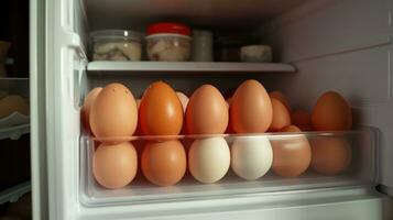 ai genererad flera ägg är placerad i de kylskåp foto