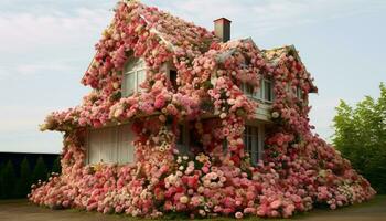 ai genererad omslag blommor hus grön foto