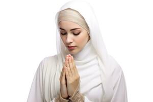 ai genererad kvinna bön- foto
