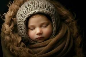 ai genererad söt född bebis sovande ai genererad foto