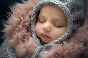 ai genererad söt född bebis sovande ai genererad foto