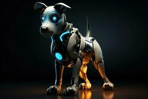ai genererad hund robot framtida artificiell metallisk teknologi modern cyborg intelligens vetenskap robot ai genererad foto