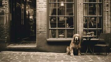 ai genererad Foto av en lojala hund tålmodigt väntar för dess ägare. generativ ai