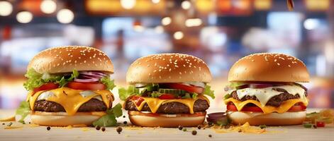ai genererad snabb mat närbild skott av utsökt nötkött burger foto