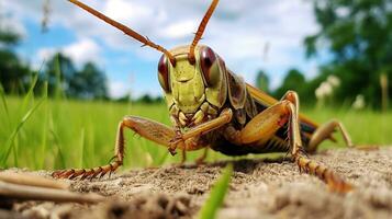 ai genererad Foto av gräshoppa på en jord. generativ ai
