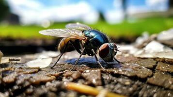 ai genererad Foto av spyfluga flyga på en jord. generativ ai