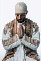ai genererad olika kulturell uttryck - muslim man bön- foto