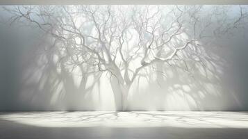 ai genererad ljus lysande från träd grenar i de stil av omgivande ocklusion foto