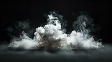 svart bakgrund med grå rök en Skräck vibb, generativ ai. foto