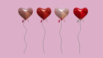 3d tolkning av rosa hjärta ballong, valentine dekoration tema foto