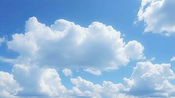 ai genererad blå himmel med moln bakgrund foto