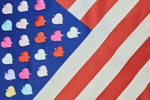 nationell USA amerikan flagga med hjärtan på stjärnor foto