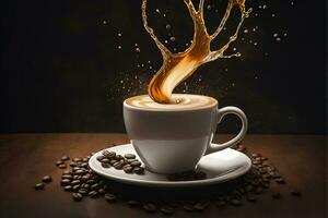 ai genererad aromatisk kaffe stänk och stänka ner i en glas foto