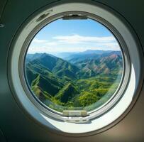 ai genererad flygbolag fönster japansk bergen foto