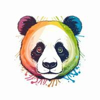 ai genererad oärlig logotyp terar en panda huvud i regnbåge på en vit bakgrund. generativ ai foto