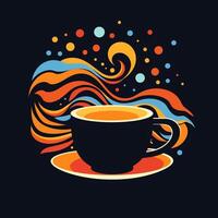 ai genererad psychedelic konst logotyp av en kaffekopp. generativ ai foto