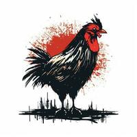ai genererad grunge kyckling logotyp. generativ ai foto
