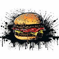 ai genererad grunge burger logotyp. generativ ai foto