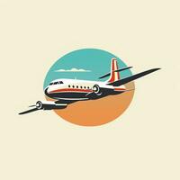 ai genererad en retro logotyp av flygplan. generativ ai foto