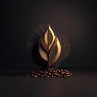 ai genererad 3d logotyp terar en kaffe böna med geometrisk former. generativ ai foto