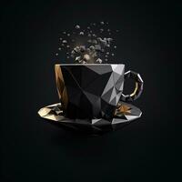 ai genererad 3d logotyp terar en kaffe kopp med geometrisk former. generativ ai foto