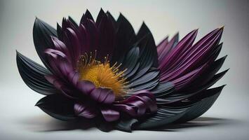 ai genererad lila och svart lotus blomma på vit bakgrund med kopia Plats. generativ ai foto