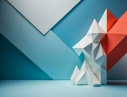 ai genererad abstrakt geometrisk bakgrund med papper origami träd. generativ ai foto