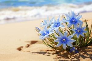 ai genererad blommor på strand foto